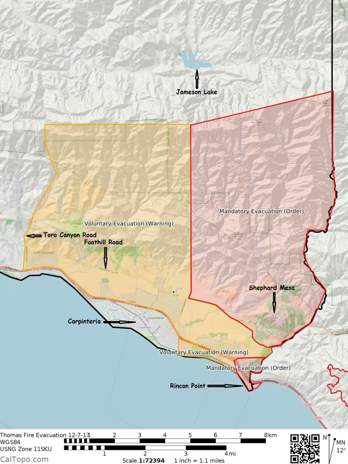 Update: New mandatory, voluntary evacuation orders issued for Thomas ...