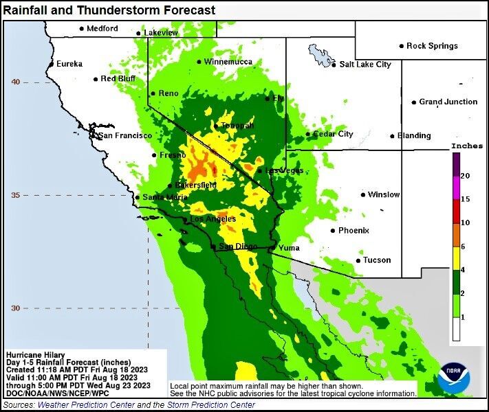 Forecasts show chances of moderate to heavy rain in Sierra foothills  through Monday, News