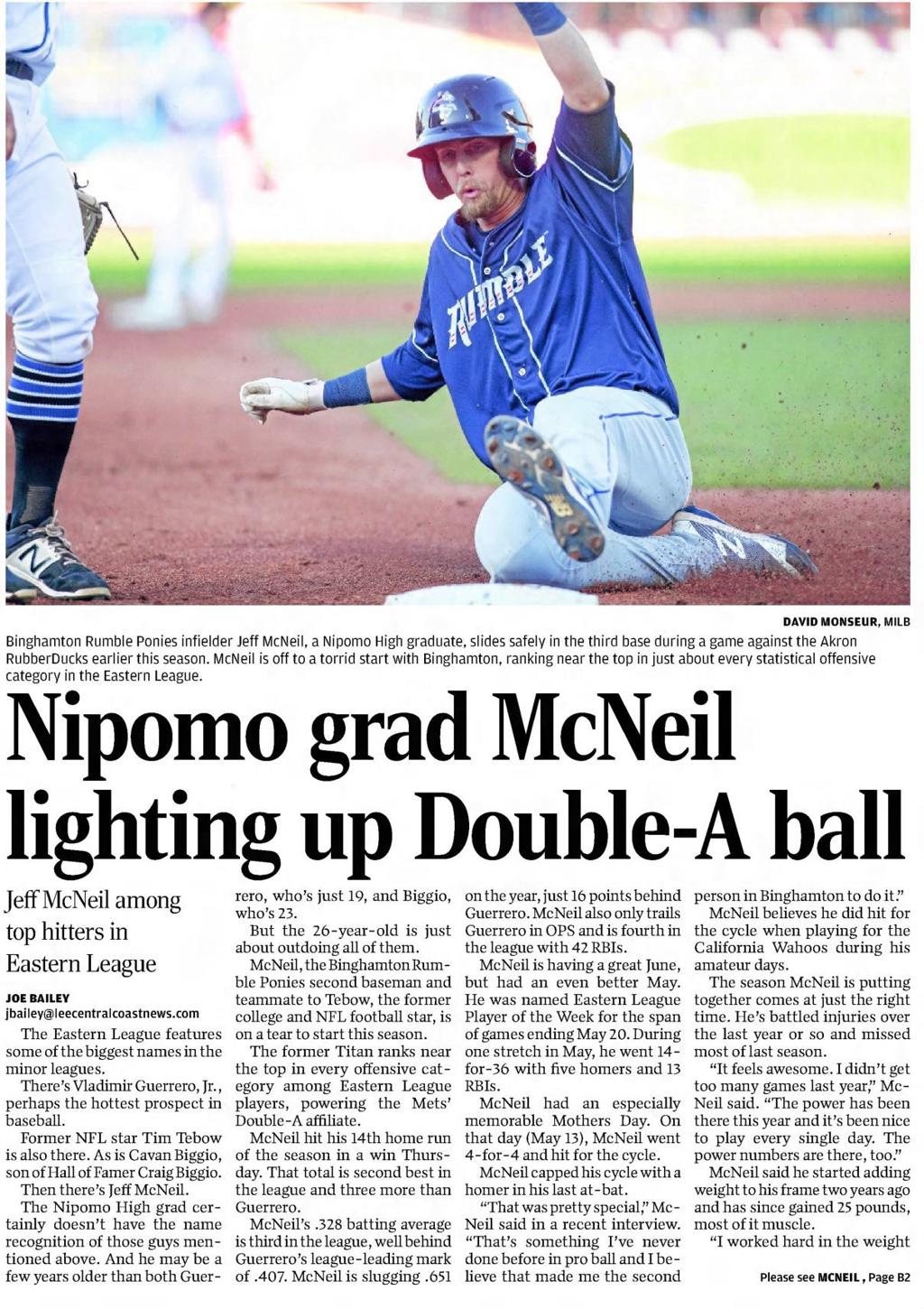 Jeff McNeil turned one season of baseball at Nipomo into an MLB career, Local Sports