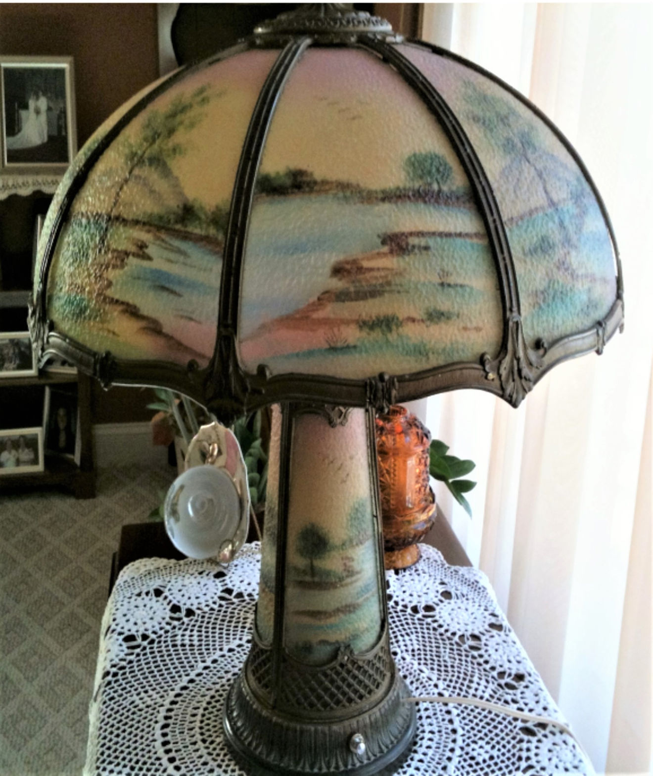 reverse painted glass lamp