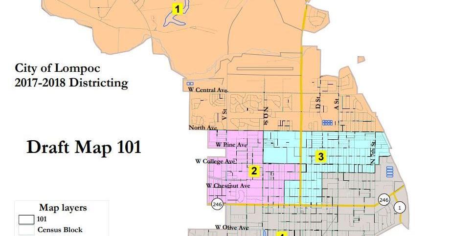 Lompoc council, community get first look at district election maps ...