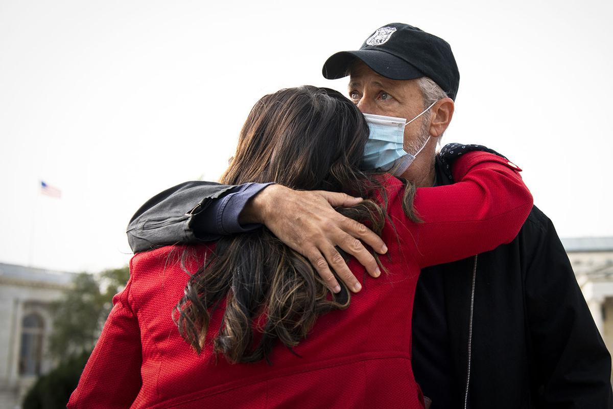 Jon Stewart and Rosie Torres