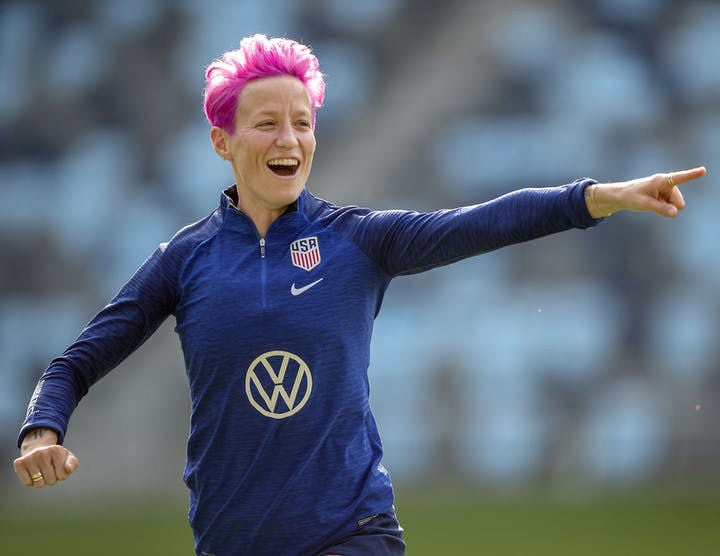 United States star midfielder Megan Rapinoe goes through a warmup at Allianz Field with her World Cup teammates in Falcon Heights, Minn. Rapinoe was named FIFA's women's world player of the year.