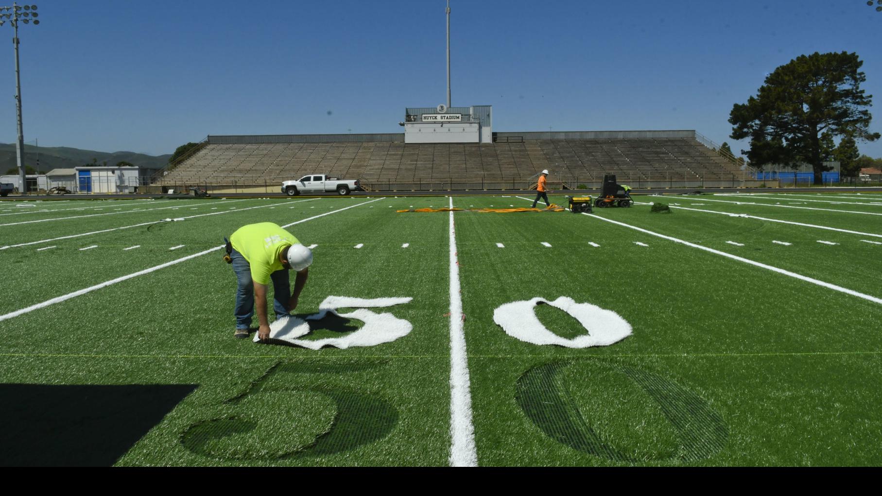 Synthetic Turf Being Installed As Huyck Stadium Sees Renovation Project Progress Local Sports Lompocrecord Com