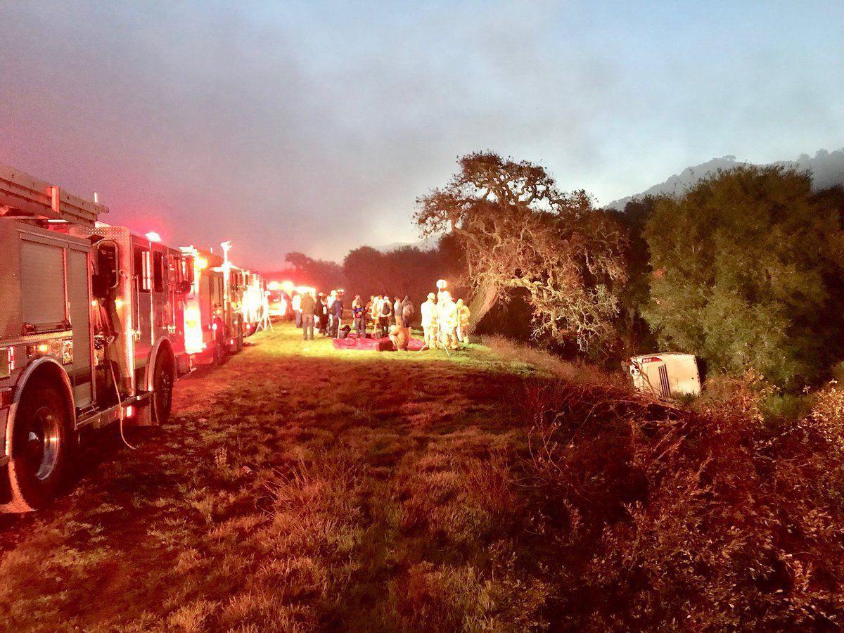 Seven people injured after bus overturns on Highway 101 near Los Alamos