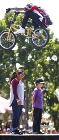 BMX riders roll in to wow crowd with bike stunts