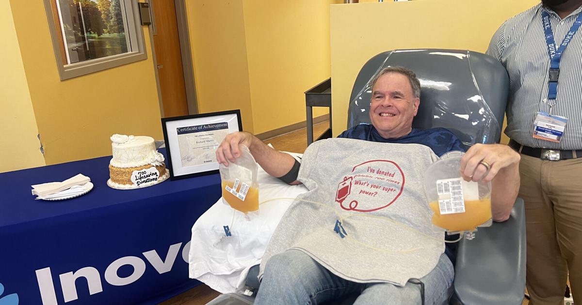 Travis Martin Inova Ric Martin Celebrates 700th Platelet Donation With Inova | Giving Back ...