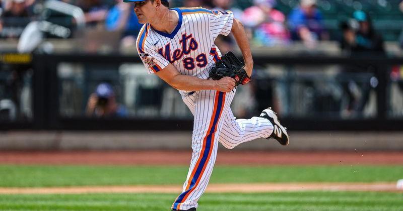 New York Mets pitcher Robert Stock (89) delivers a pitch during the first inning against the Miami Marlins on Aug. 2, 2026, at Citi Field.
