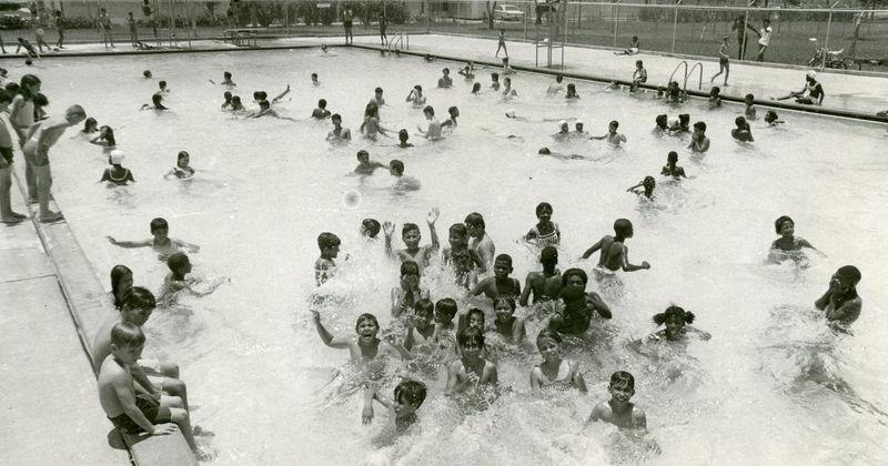 People swim at the H-E-B Pool in Corpus Christi in May 1968.