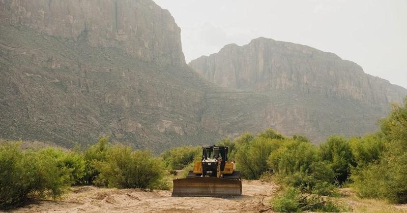 Federal contractors begin border barrier construction near Santa Elena Canyon, inside Big Bend National Park. August 6, 2026.
