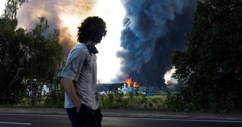 FILE PHOTO: Aftermath of a Russian drone attack in Kyiv region