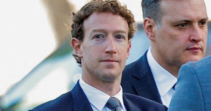 FILE PHOTO: Meta Platforms CEO Mark Zuckerberg arrives outside court to take the stand at a trial in Los Angeles