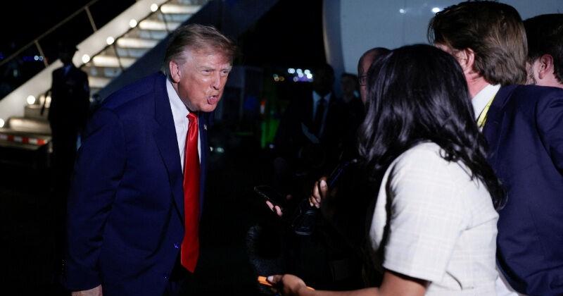 U.S. President Trump departs Dallas after speaking at the Republican National Committee (RNC) Midterm Convention