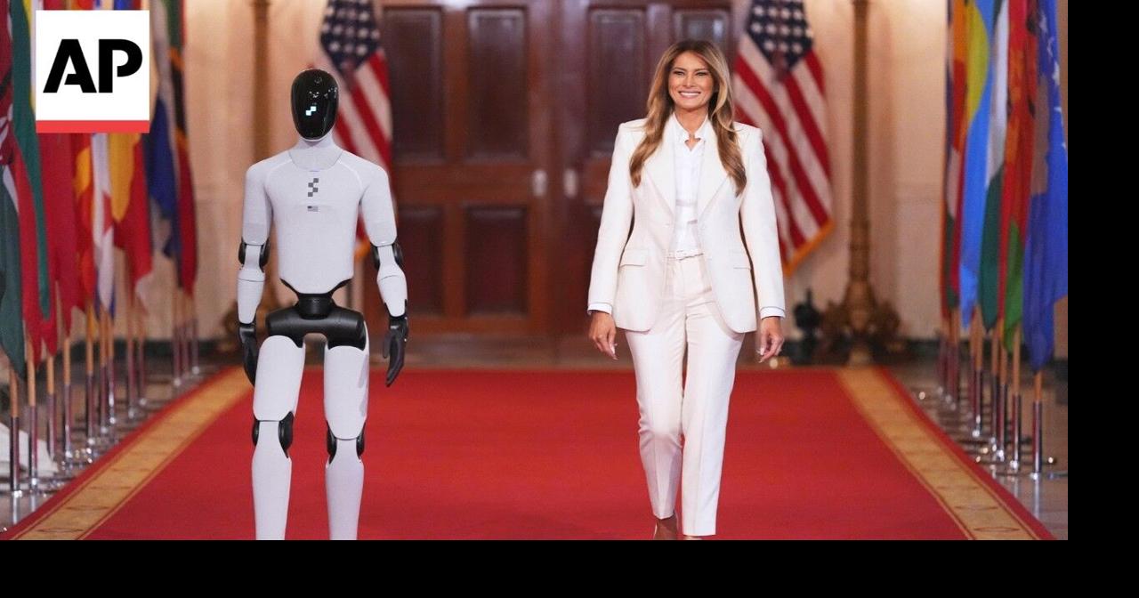 Melania Trump shares the spotlight with a robot at an education and ...