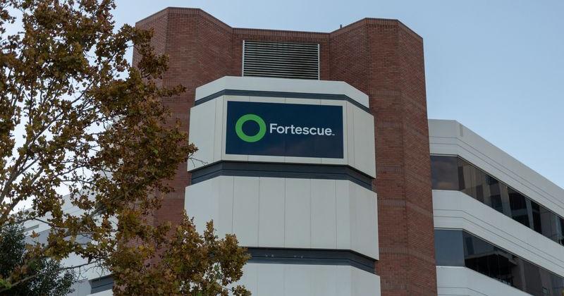 A view shows the Fortescue logo in Perth