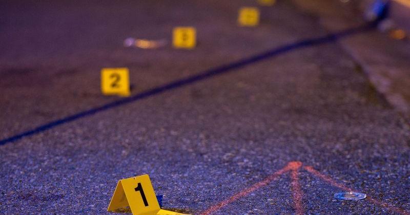 Evidence markers snake down Perry Street behind Florida A&M University’s Bragg Memorial Stadium as the Tallahassee Police Department investigates a mass shooting Saturday, Oct. 24, 2026.