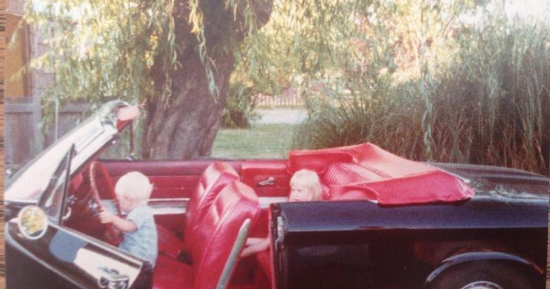 Ingrid Jacques' brother taking her for a spin in the Corvair in the 1980s, and prior to either one of them having mastered the stick shift.