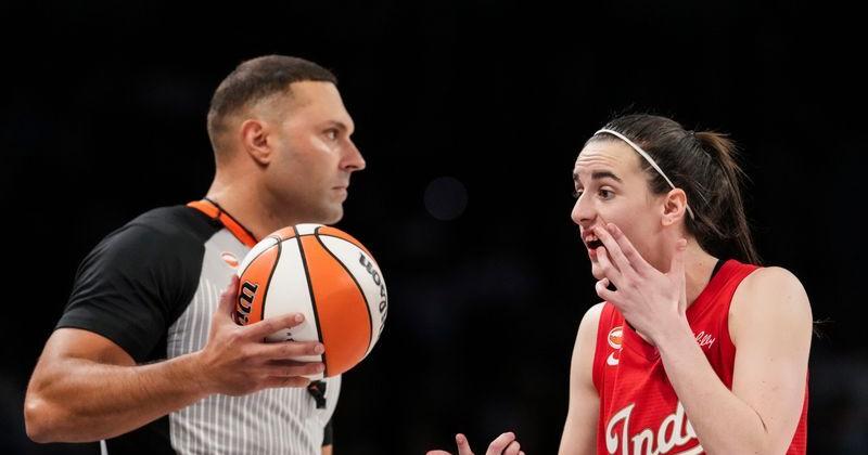 Caitlin Clark protests non-call after bloody mouth in Fever playoff loss