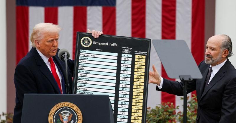 FILE PHOTO: U.S. President Trump delivers remarks on tariffs, at the White House