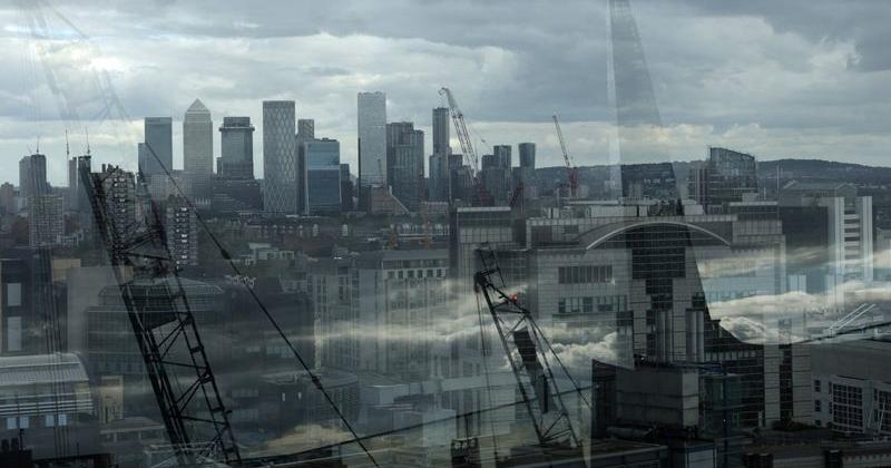 View of Canary Wharf commercial district, London