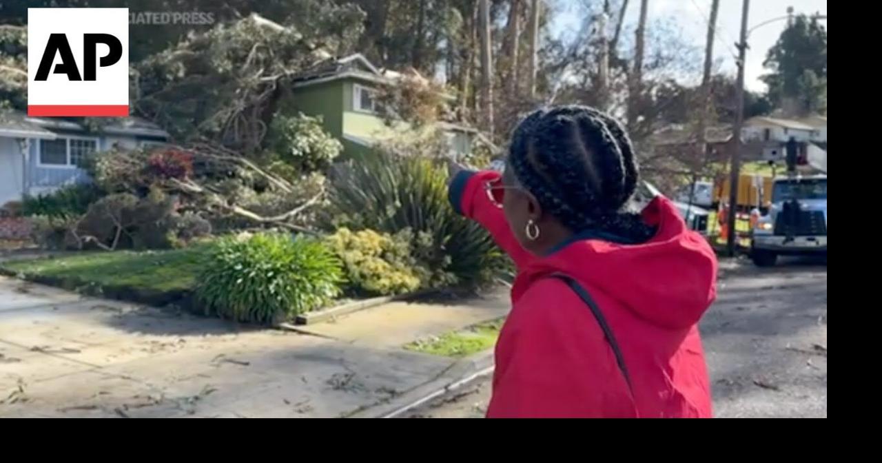 Giant tree crushes California home as powerful storm hits | Ap Video ...