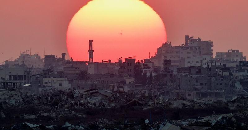 The sun sets over Gaza