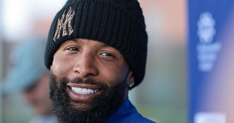 Jun 3, 2026; East Rutherford, NJ, USA; New York Giants wide receiver Odell Beckham Jr. (3) talks with media after organized team activities at Quest Diagnostics Training Center. Mandatory Credit: Vincent Carchietta-Imagn Images
