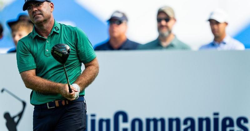 Ryan Armour tees off from hole No. 10 during the Kaulig Companies PGA Championship Final Round, July 12, 2026, at Firestone