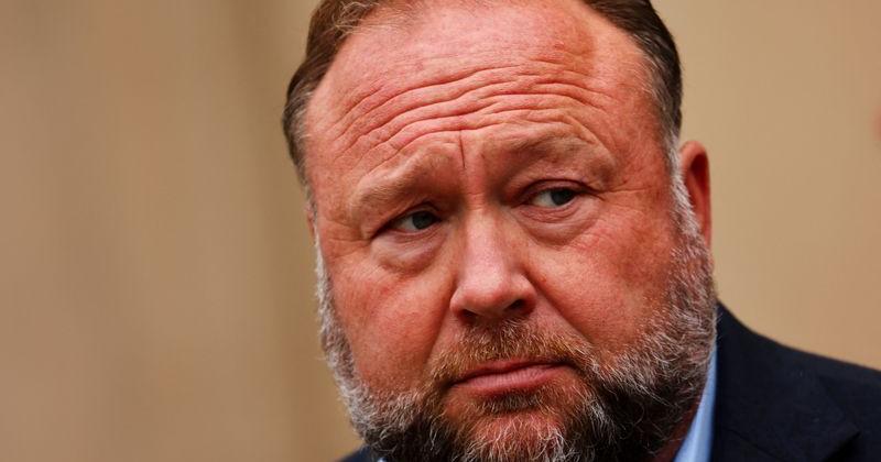Infowars founder Alex Jones speaks after appearing at his Sandy Hook defamation trial in Waterbury