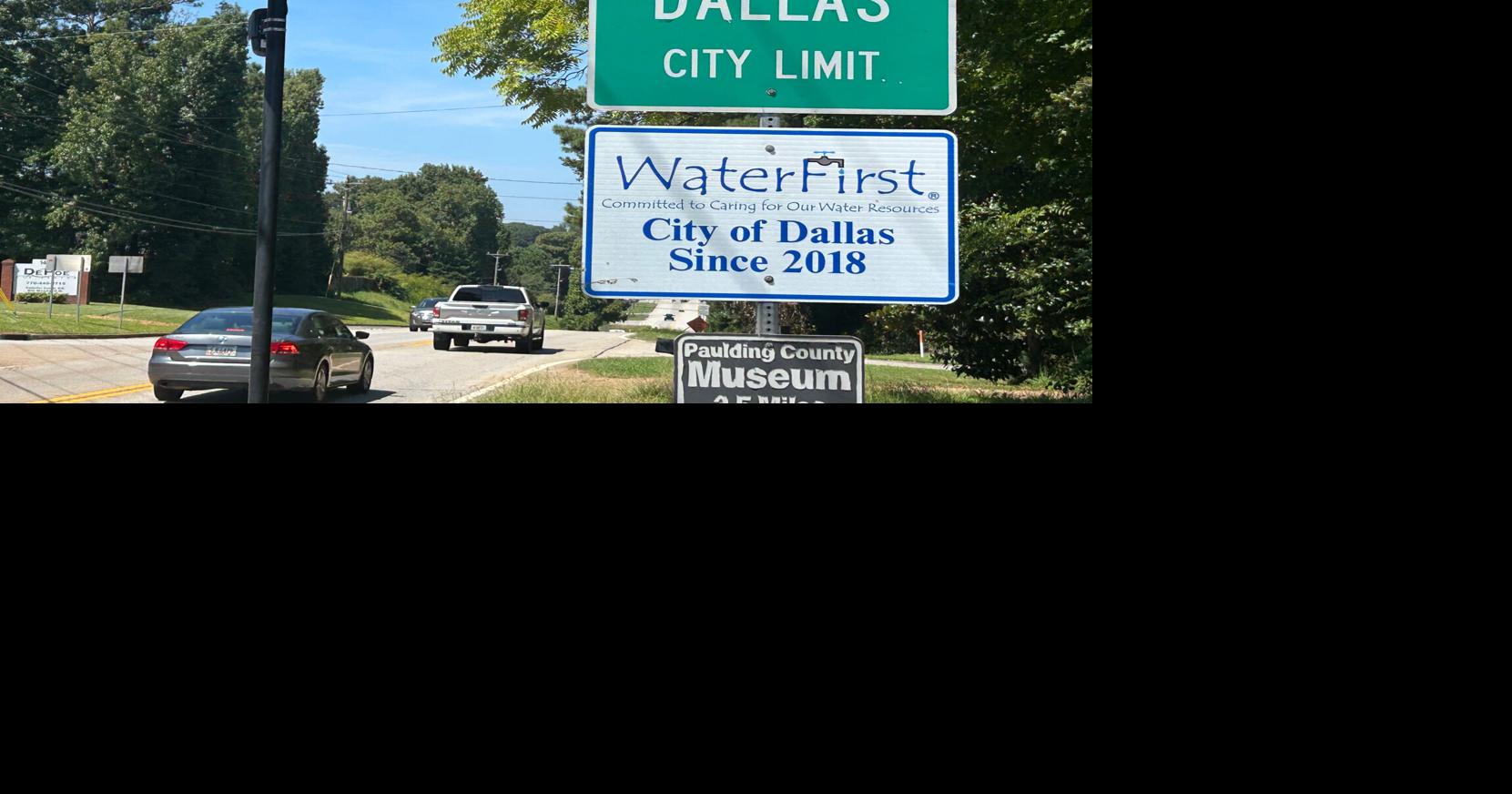 A Flock automated license plate reader stands just inside the Dallas, Georgia, city limits.