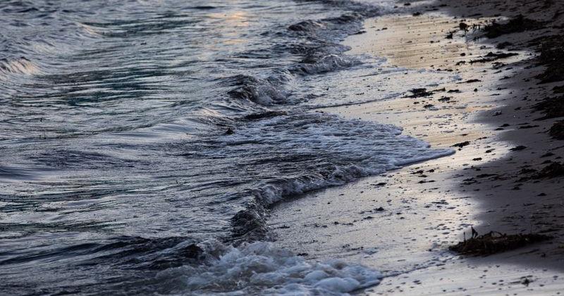Bay water laps onto the shore on North Beach in Corpus Christi in this 2024 file photo.