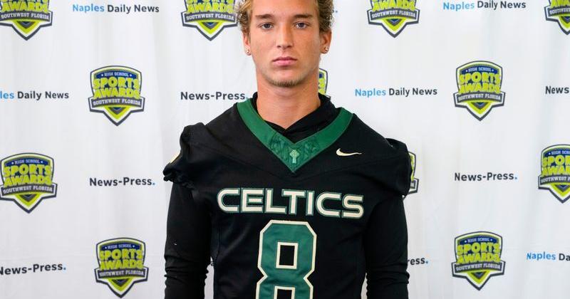 Neumann football player Carter Quinn poses for a photo at the Naples Daily News in Naples, Fla., on Friday, July 31, 2026.