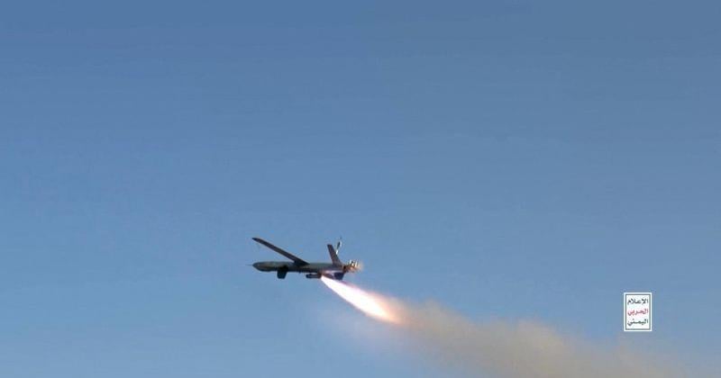 A drone is launched in what Yemen’s Iran-aligned Houthis say is an attack on the Red Sea port city of Mocha, Yemen, at an unknown location | Top News