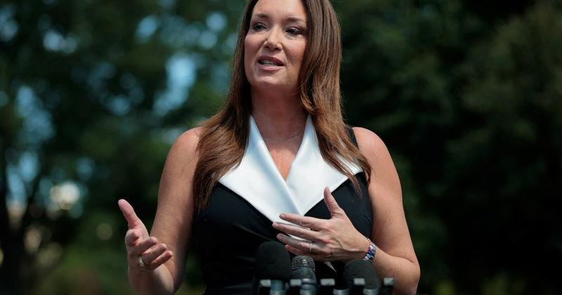 U.S. Agriculture Secretary Brooke Rollins speaks with reporters at the White House in Washington