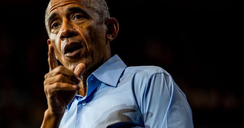 Former U.S. President Barack Obama delivers remarks during a political rally, Oct. 24, 2026, at Public Auditorium and Conference Center in Cleveland, Ohio.