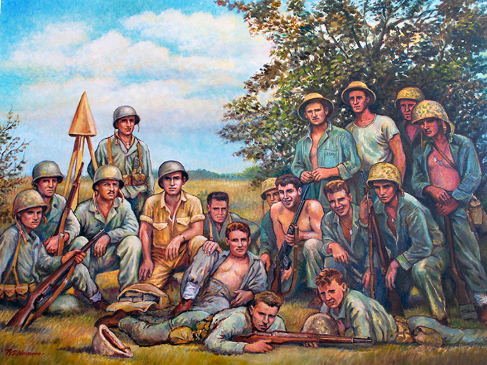 Painting the Pacific Hudson veteran turning sketches he took as Marine