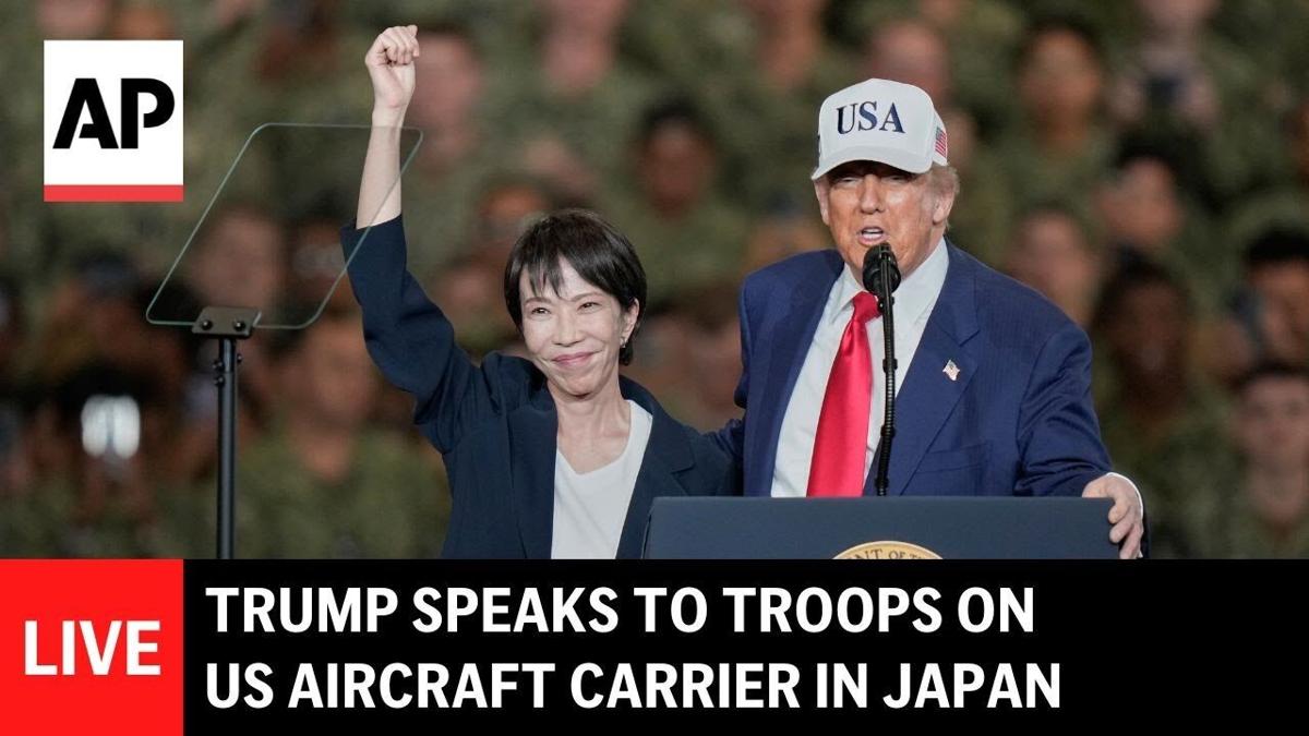 LIVE: Trump speaks aboard USS George Washington aircraft carrier in Japan