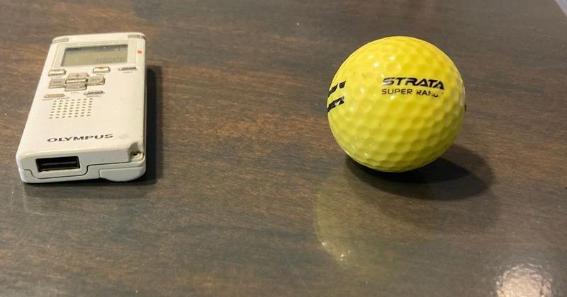 Here is the golf ball that was thrown at Lane Kiffin from the Neyland Stadium stands during Mississippi's football game in 2021 at Tennessee. In 2022, Kiffin kept the golf ball in a drawer in his desk at Ole Miss.