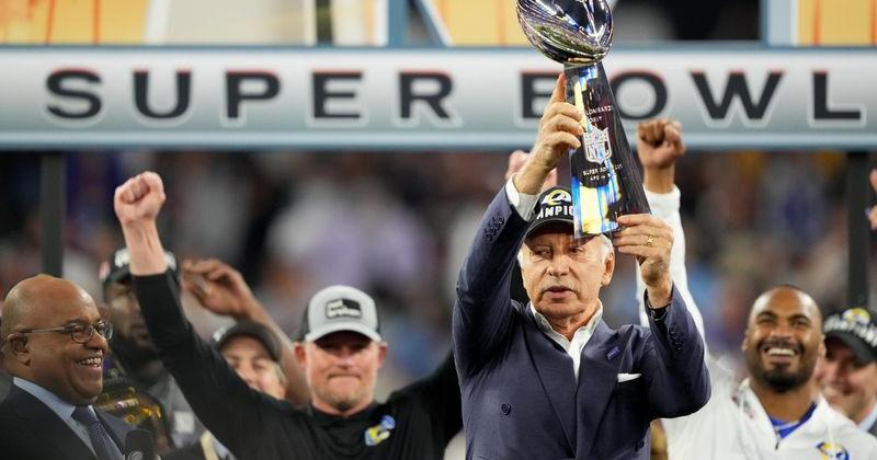 Los Angeles Rams owner Stan Kroenke raises the Lombardi Trophy at the conclusion of Super Bowl LVI between the Los Angeles Rams and the Cincinnati Bengals, Sunday, Feb. 13, 2022, at SoFi Stadium in Inglewood, Calif.  The Los Angeles Angels have been sold to Rams owner Stan Kroenke, adding to the Walmart heir's burgeoning and increasingly successful sports portfolio.