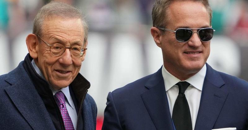 Miami Dolphins owner Stephen Ross (left) and chief executive officer Tom Garfinkel watch during an NFL International Series game against the Jacksonville Jaguars at Tottenham Hotspur Stadium. The Jaguars defeated the Dolphins 23-20.