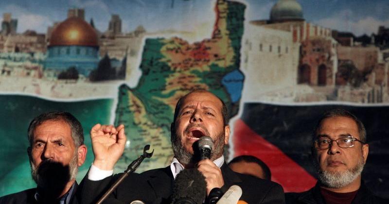 FILE PHOTO: Senior Hamas leader Khalil al-Hayya speaks during a Hamas rally in Gaza City