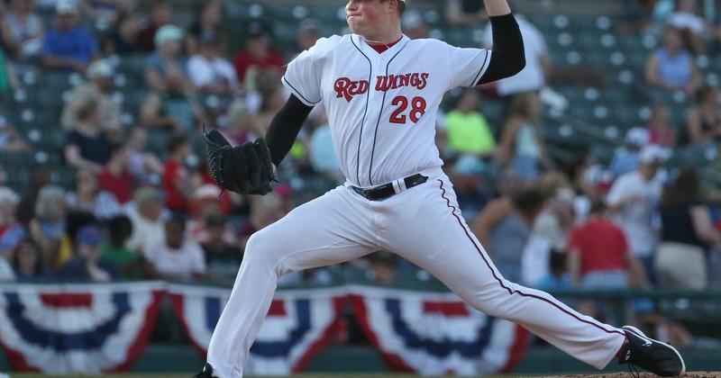 Rochester starting pitcher Jackson Kent deals to Lehigh Valley in the second inning during their game against Lehigh Valley
