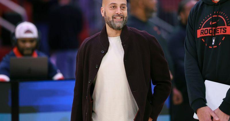 Jan 28, 2026; Houston, Texas, USA; Houston Rockets general manager Rafael Stone watches during practice before the game against the San Antonio Spurs at Toyota Center. Mandatory Credit: Troy Taormina-Imagn Images