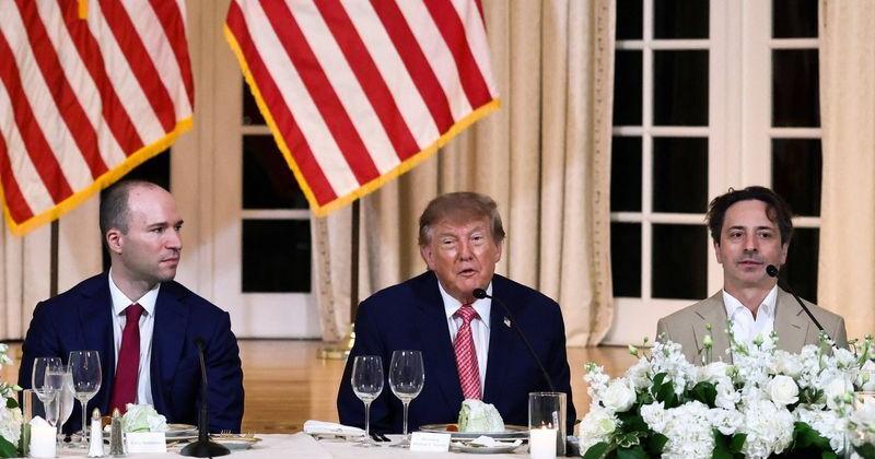 US President Donald Trump attends a MAGA inc. dinner at Mar-a-Lago in Palm Beach