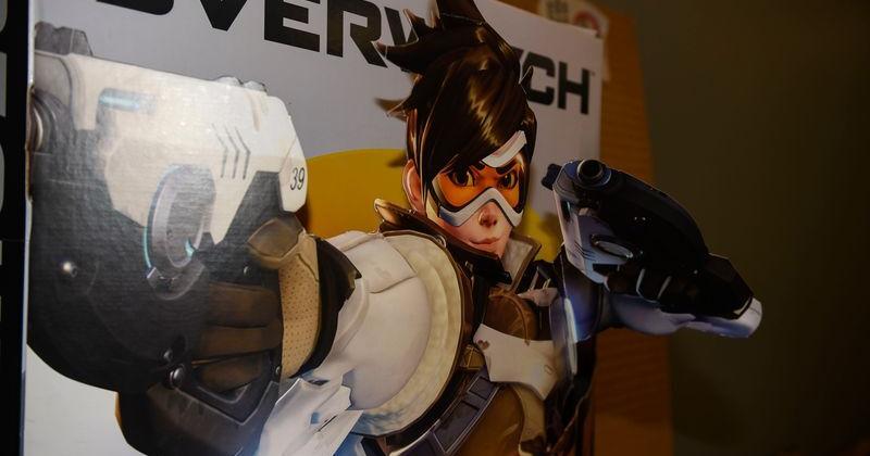 A cutout from the game Overwatch stands up at Next Generation Gaming in Grovetown, Ga., on Thursday, March 23, 2023. Next