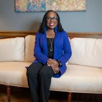 Supreme Court Justice Ketanji Brown Jackson poses in her chambers in Washington, D.C., on Sept. 20, 2024.
