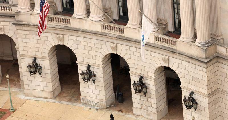 FILE PHOTO: A person walks toward the EPAI building in Washington