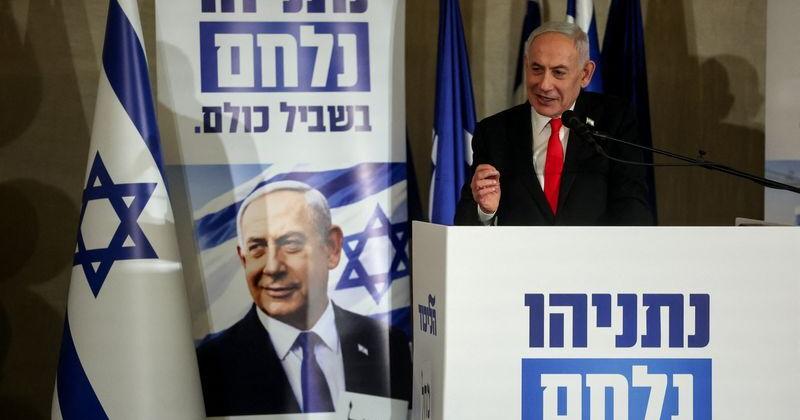 Israeli Prime Minister Netanyahu delivers a statement to members of the press, in Jerusalem