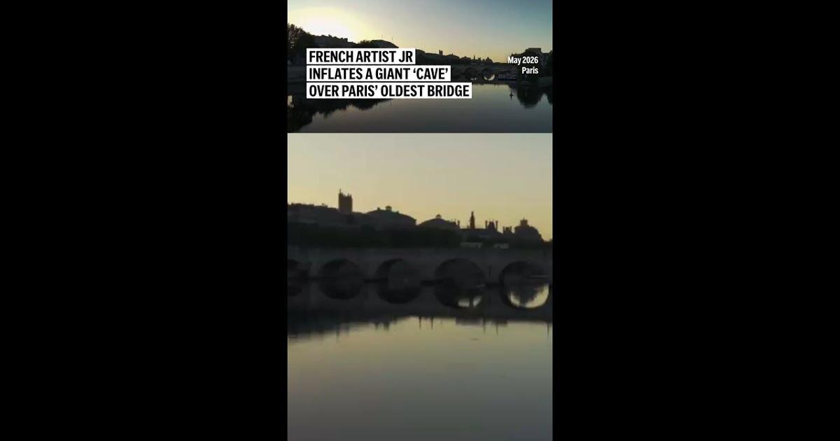 Jr Inflatable Cave French artist JR inflates a giant ‘cave’ over Paris’ oldest bridge | Ap ...