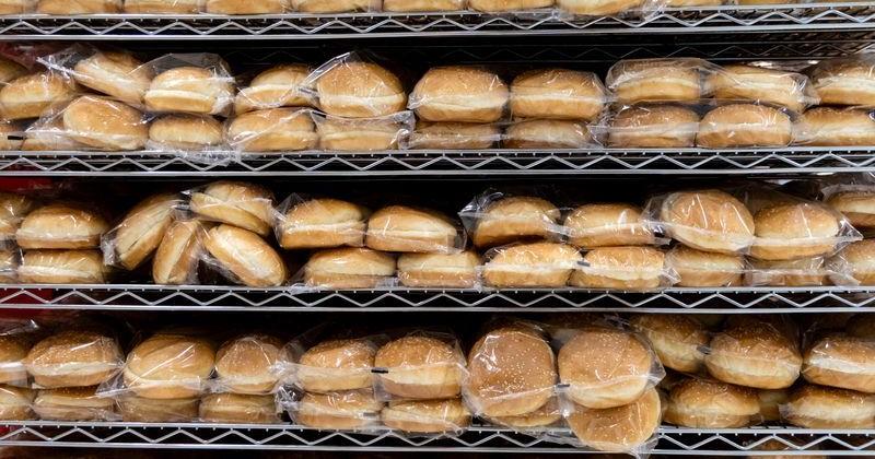 Burger buns stored at a Five Guys fast-food restaurant, in Beijing